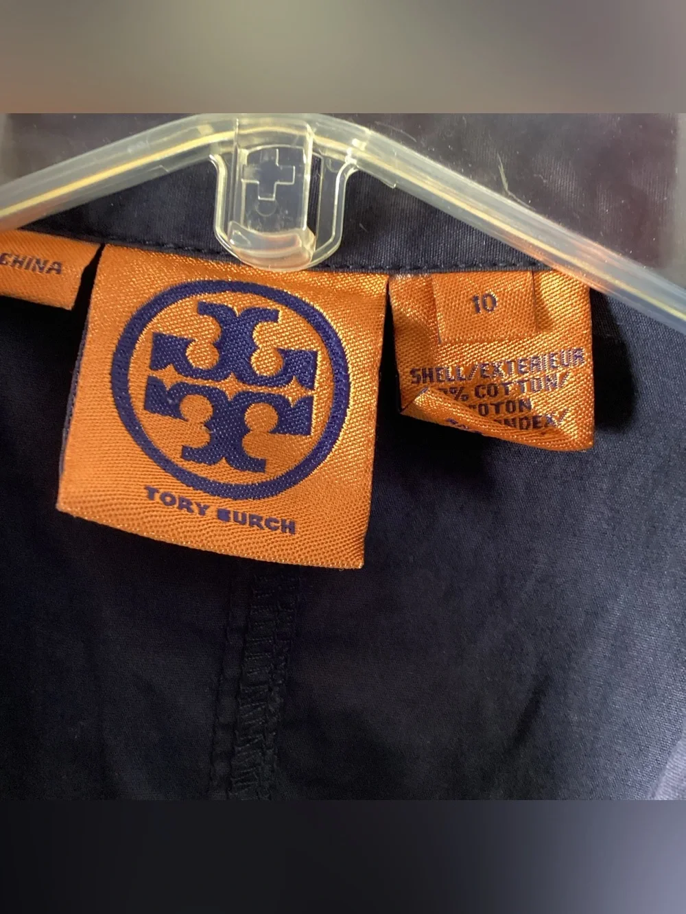 Tory Burch Navy Dress with Orange Logo Tag